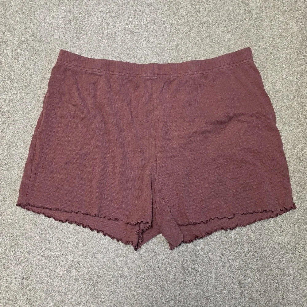 Garnet Hill‎ Women's Mauve Knit Sleep Pajama Set Shorts T Shirt Cotton Blend XL
